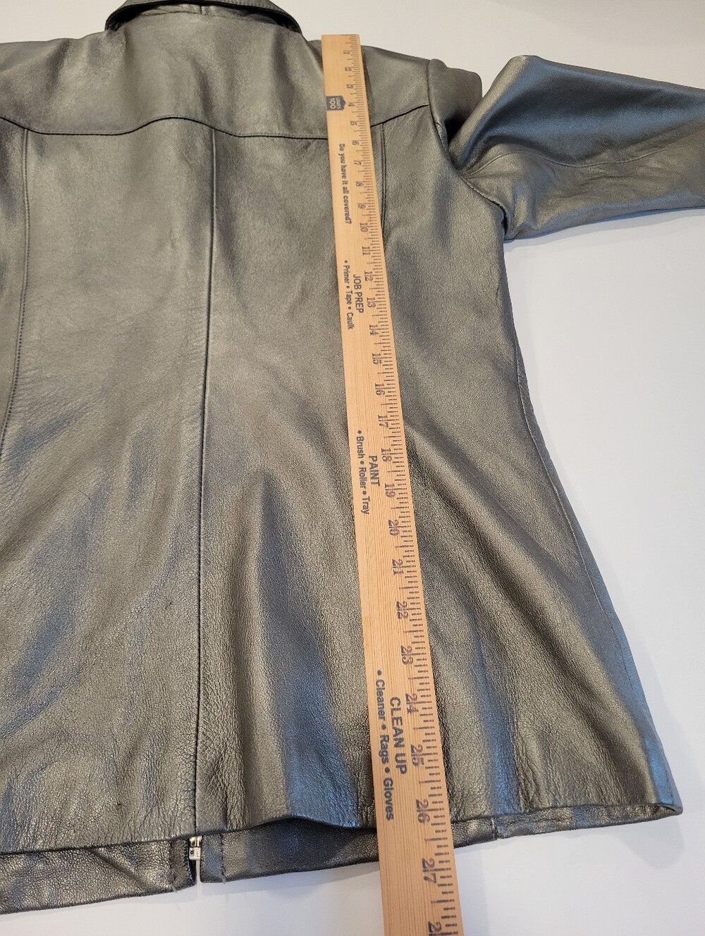 VTG Alfani Sz S Metallic Silver Genuine New Zealand Lamb Leather Zip Jacket Y2K - Picture 11 of 11